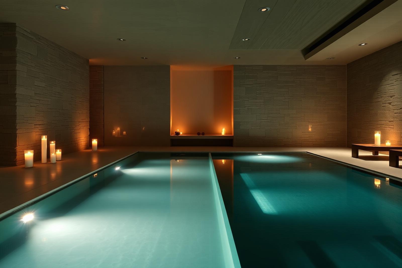 Candle-lit indoor spa pool